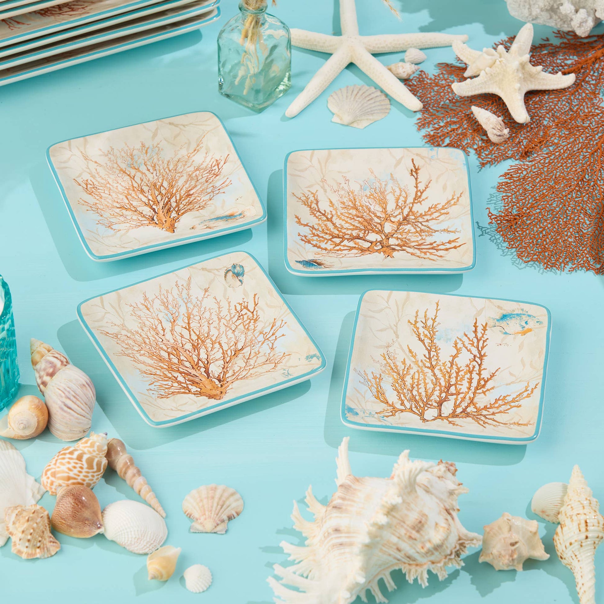 Escape to the Sea Canape Plates, 6" 4 asst. - Oak Down Collectibles