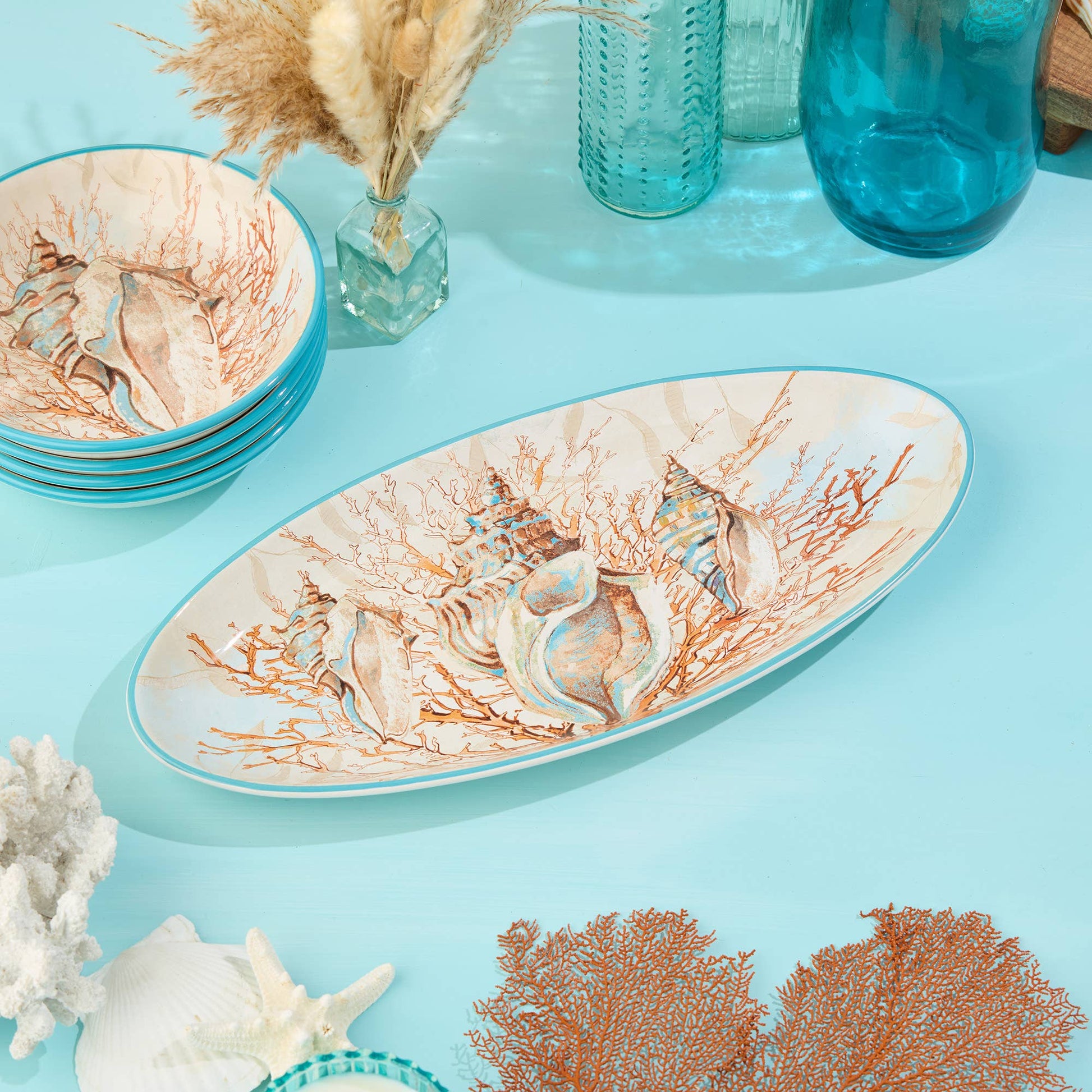 Escape to the Sea Fish Platter, 19.5" x 8.5" - Oak Down Collectibles