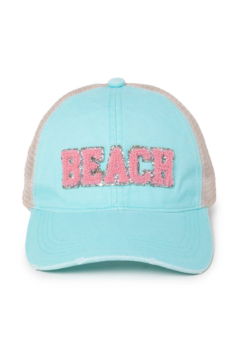 Beach Chenille Metallic Patch Baseball Cap