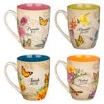 Mug Set 4pc Hope, Trust, Faith, Love Floral - Oak Down Collectibles