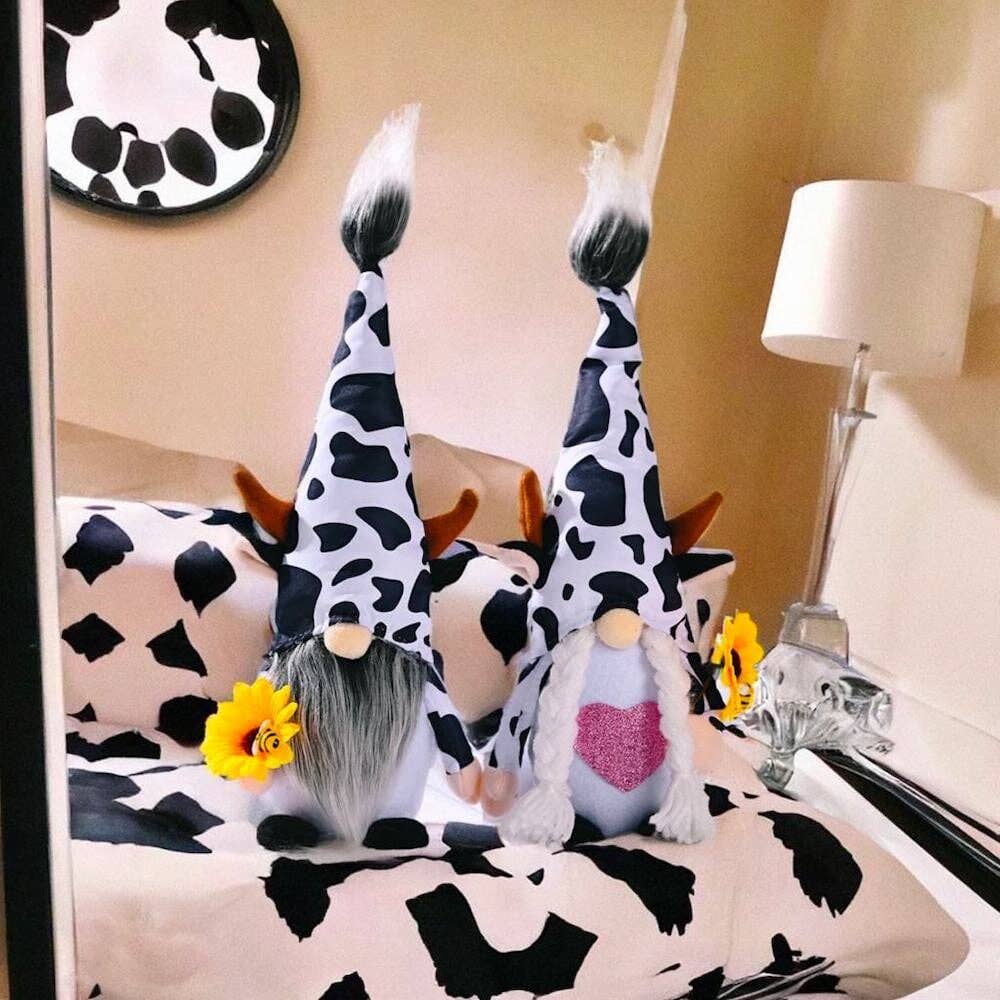 Eclectic Cow Plush Gnome Set, Farmhouse Decor - Oak Down Collectibles