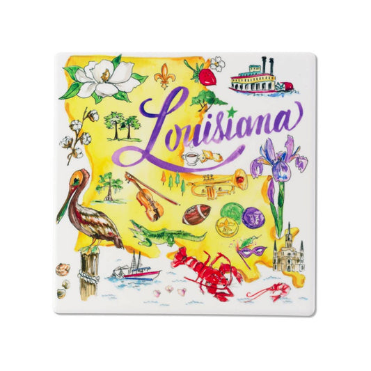 LA State Collection Ceramic Coaster Louisiana Rosanne Beck