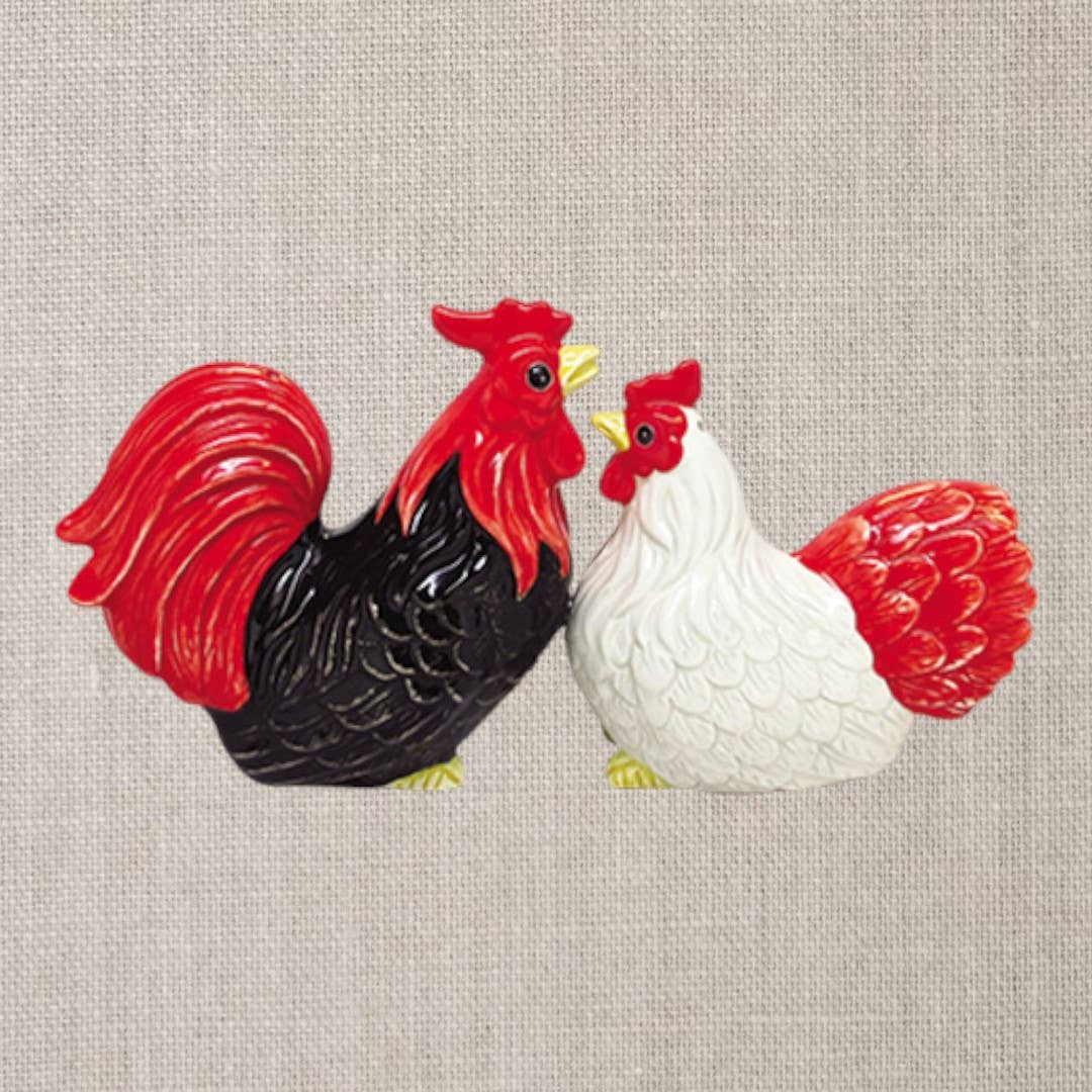 Rooster and Hen Salt and Pepper Shaker Set - Oak Down Collectibles