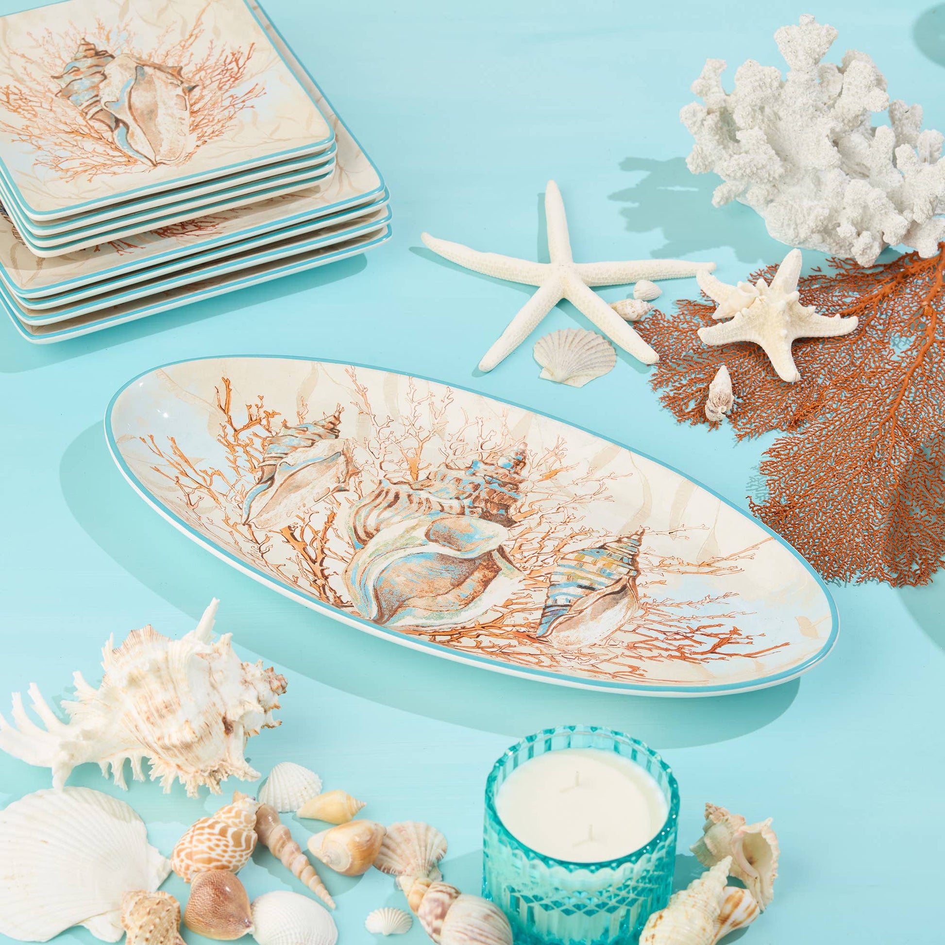 Escape to the Sea Fish Platter, 19.5" x 8.5" - Oak Down Collectibles