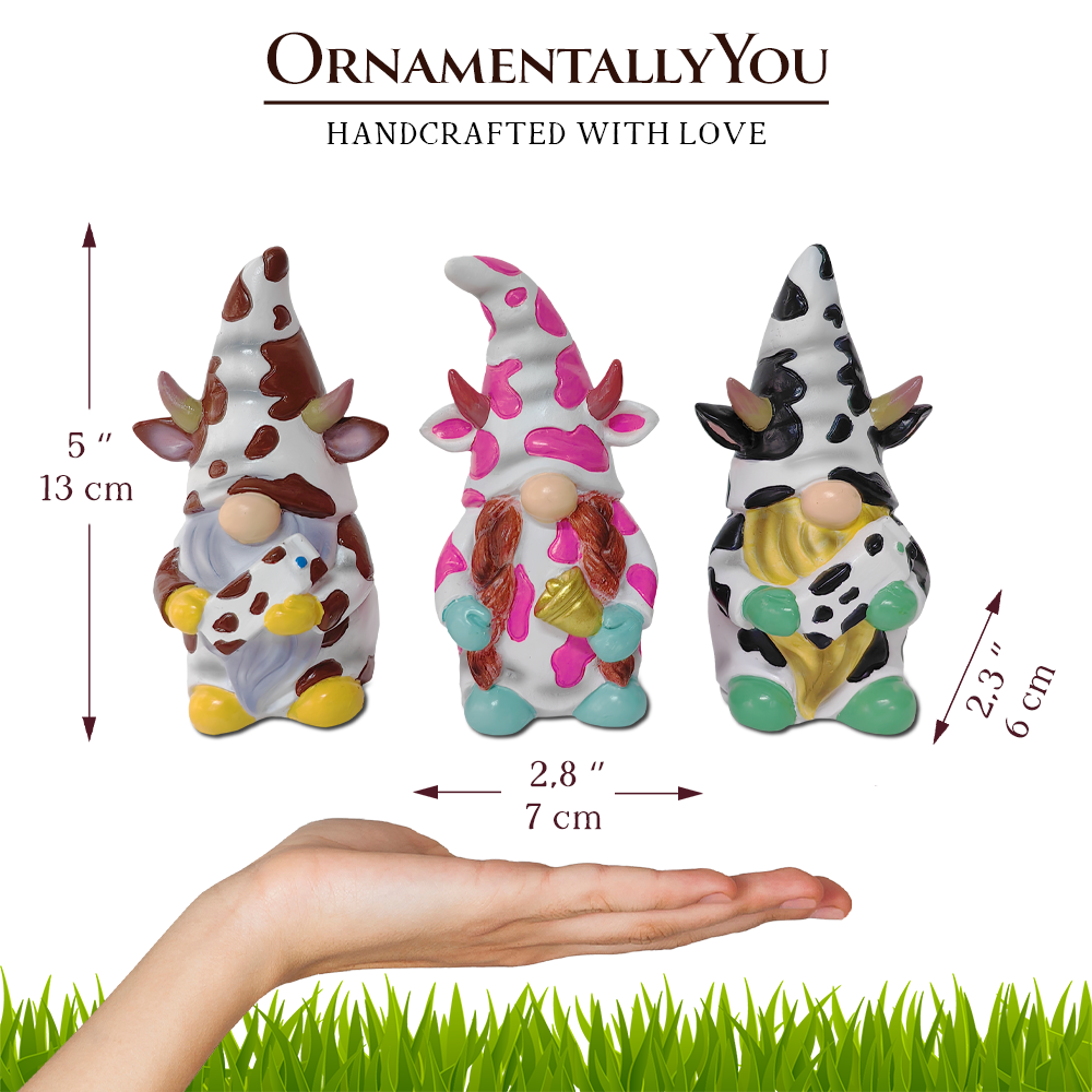Endearing Cow Gnome Trio Mini Statue Set of Three - Oak Down Collectibles