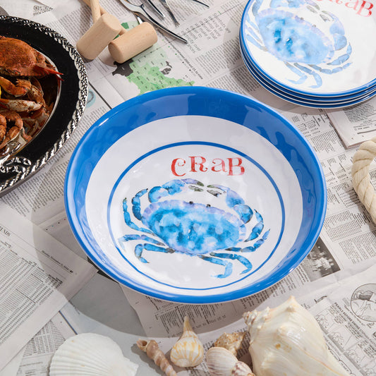 Beach House Crab Large Serving Bowl 13.75" x 2.75" 128 oz