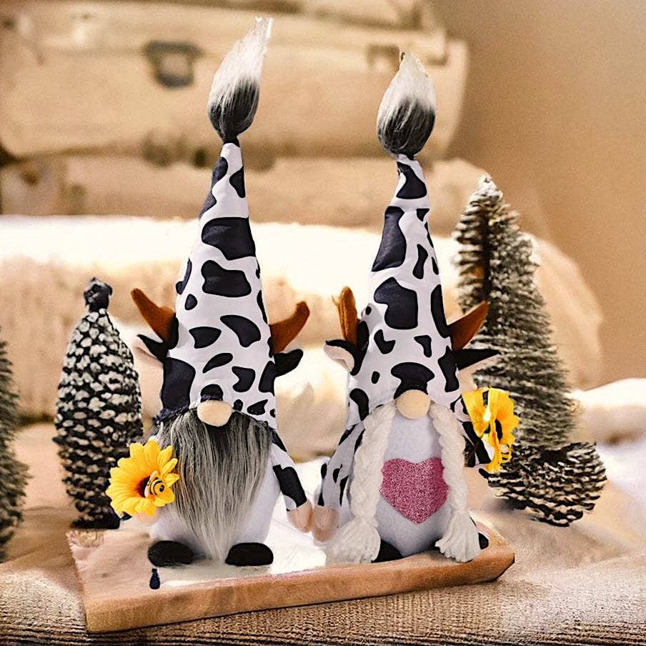 Eclectic Cow Plush Gnome Set, Farmhouse Decor - Oak Down Collectibles