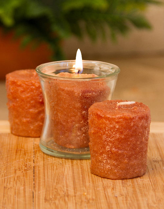 Cinnamon Bun Scented Paraffin Wax Votive Candles, 3 Pack - Oak Down Collectibles