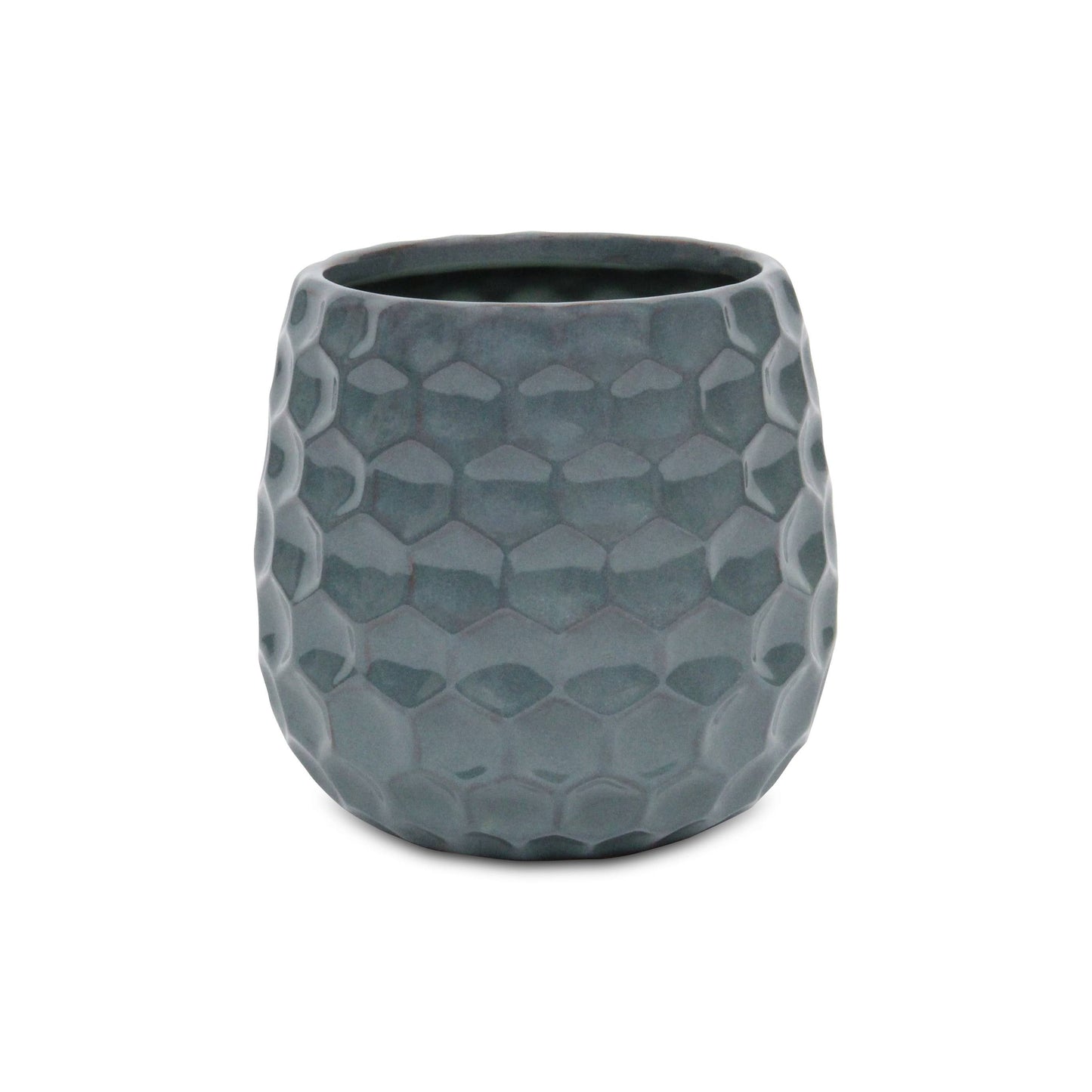 Blue Hexagon Patterned Ceramic Planter