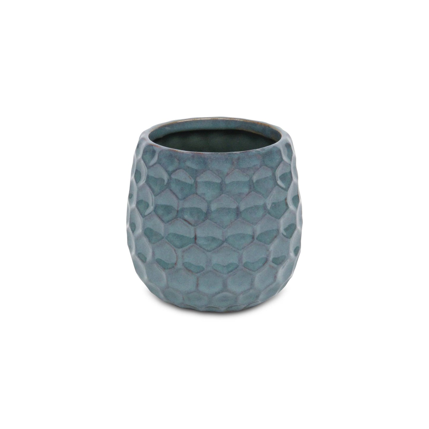Blue Hexagon Patterned Ceramic Planter