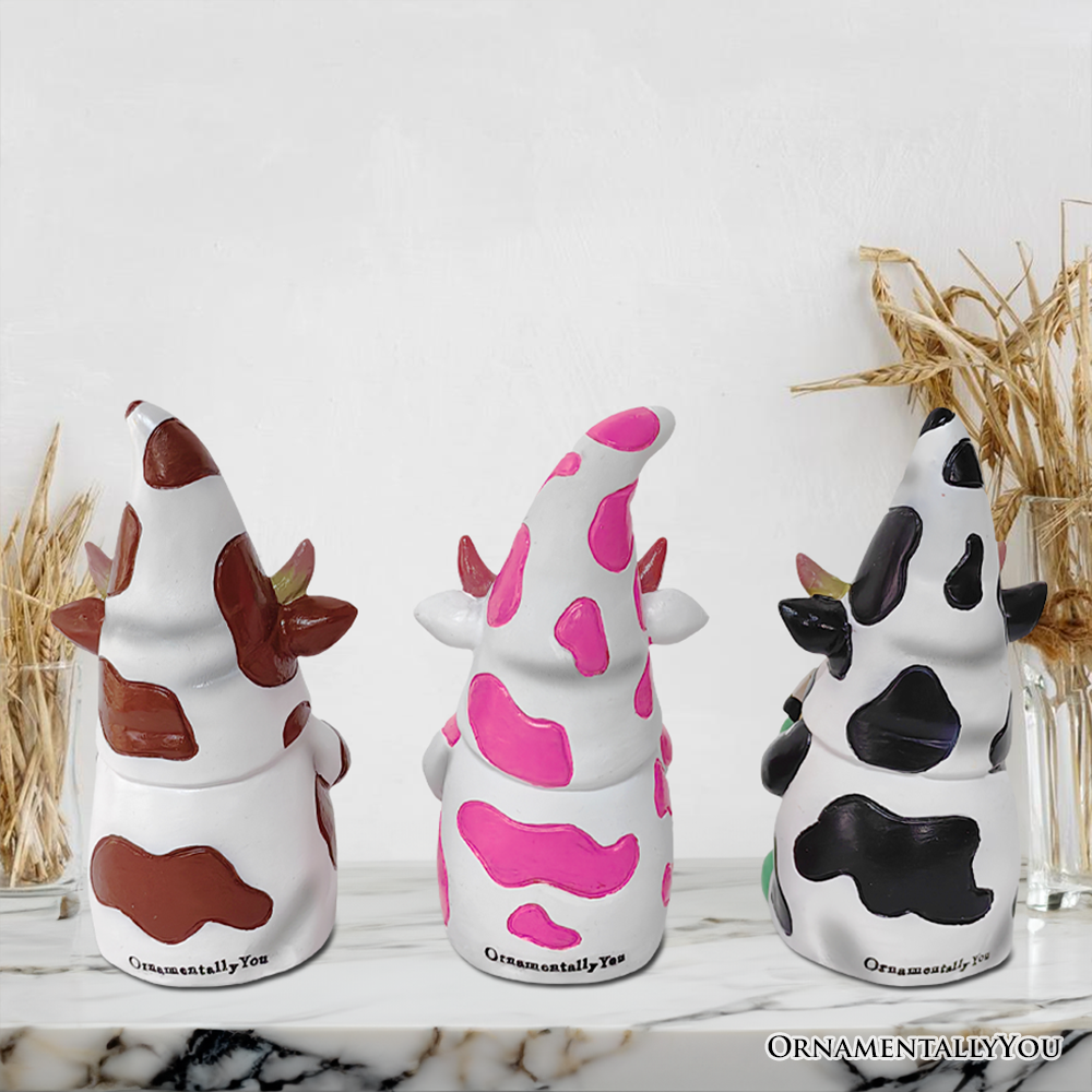 Endearing Cow Gnome Trio Mini Statue Set of Three - Oak Down Collectibles