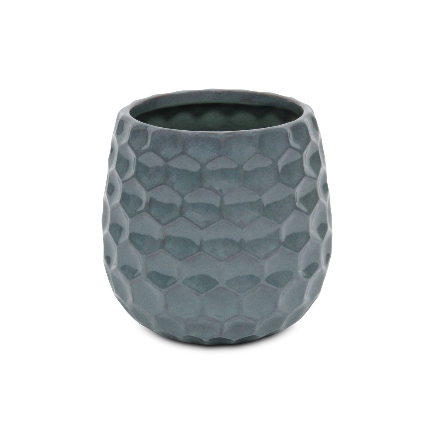 Blue Hexagon Patterned Ceramic Planter