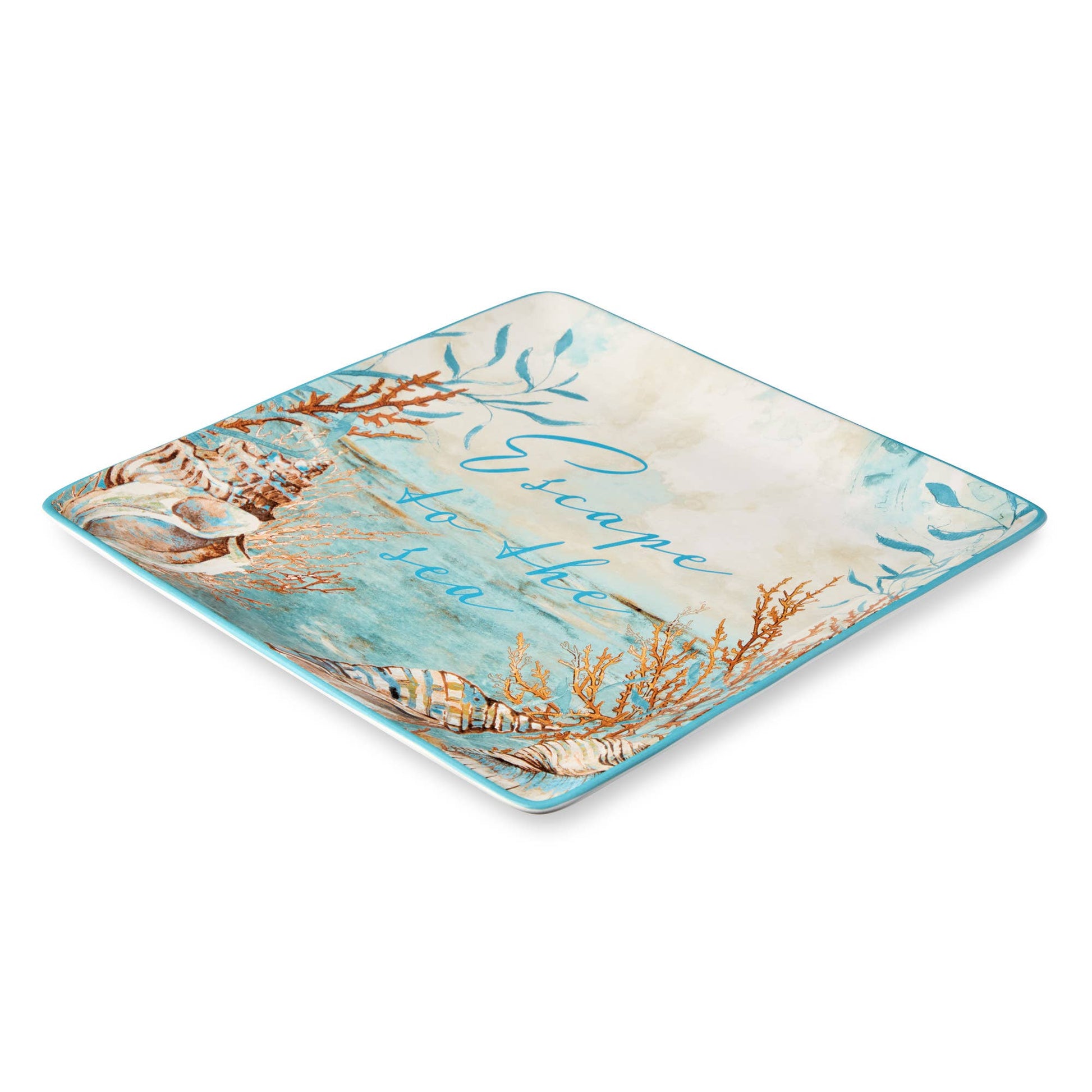 Escape to the Sea Square Platter 12.5" - Oak Down Collectibles