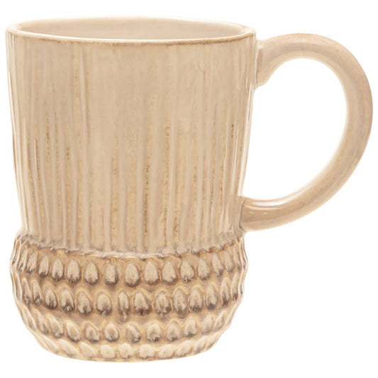 5.25" Long Acorn Stoneware Mug Cream Fall