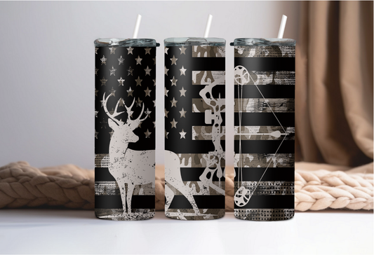 Camo Flag Bow Deer Tumbler