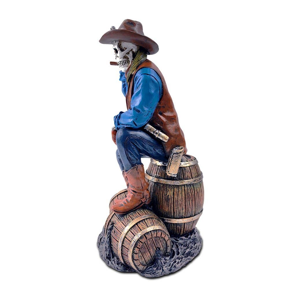 Western Skeleton Gunslinger Statue Figurine, 10" Gothic Cowb - Oak Down Collectibles