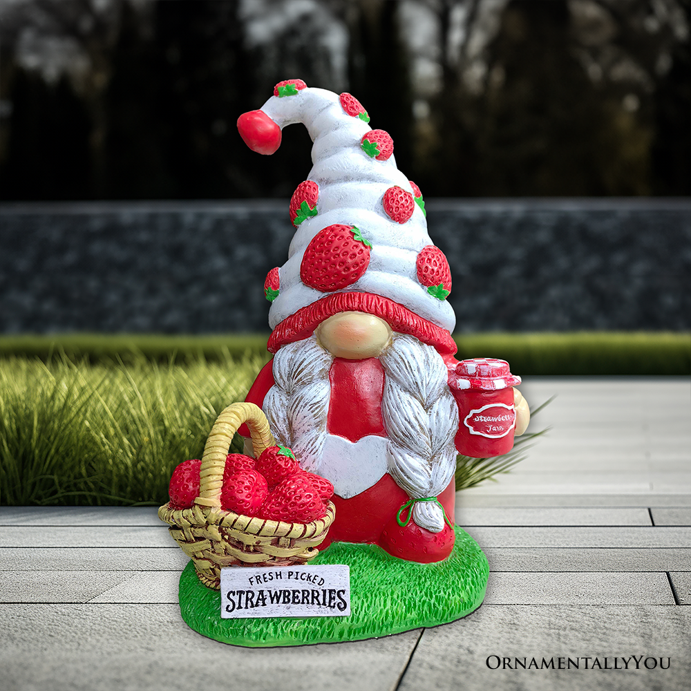 Charming Homestead Strawberry Gnome Garden Statue - Oak Down Collectibles