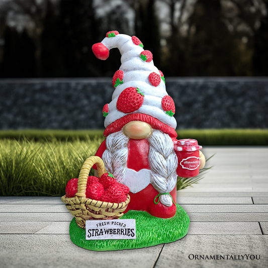 Charming Homestead Strawberry Gnome Garden Statue - Oak Down Collectibles