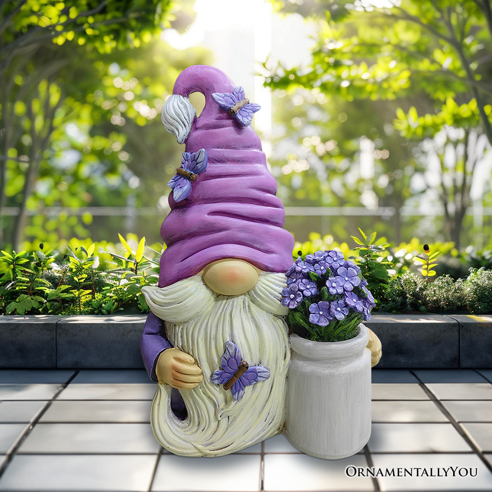Garden Grace Lavender Gnome Figurine, 10"  Purple Home Decor - Oak Down Collectibles