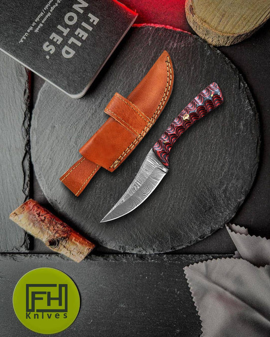 8' Handmade damascus steel knife with leather sheath
