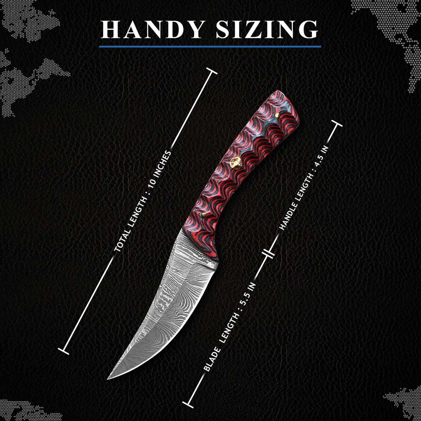 8' Handmade damascus steel knife with leather sheath