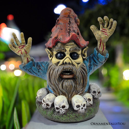 Zombie Gnome Garden Statue, 8" Outdoor Halloween Figurine - Oak Down Collectibles