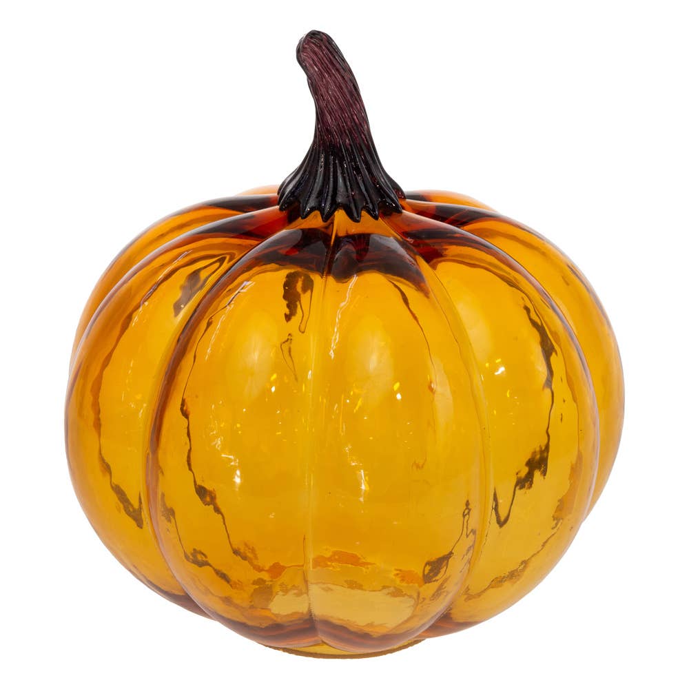 8.75" Dia. Amber Glass Pumpkin Fall Autumn Décor