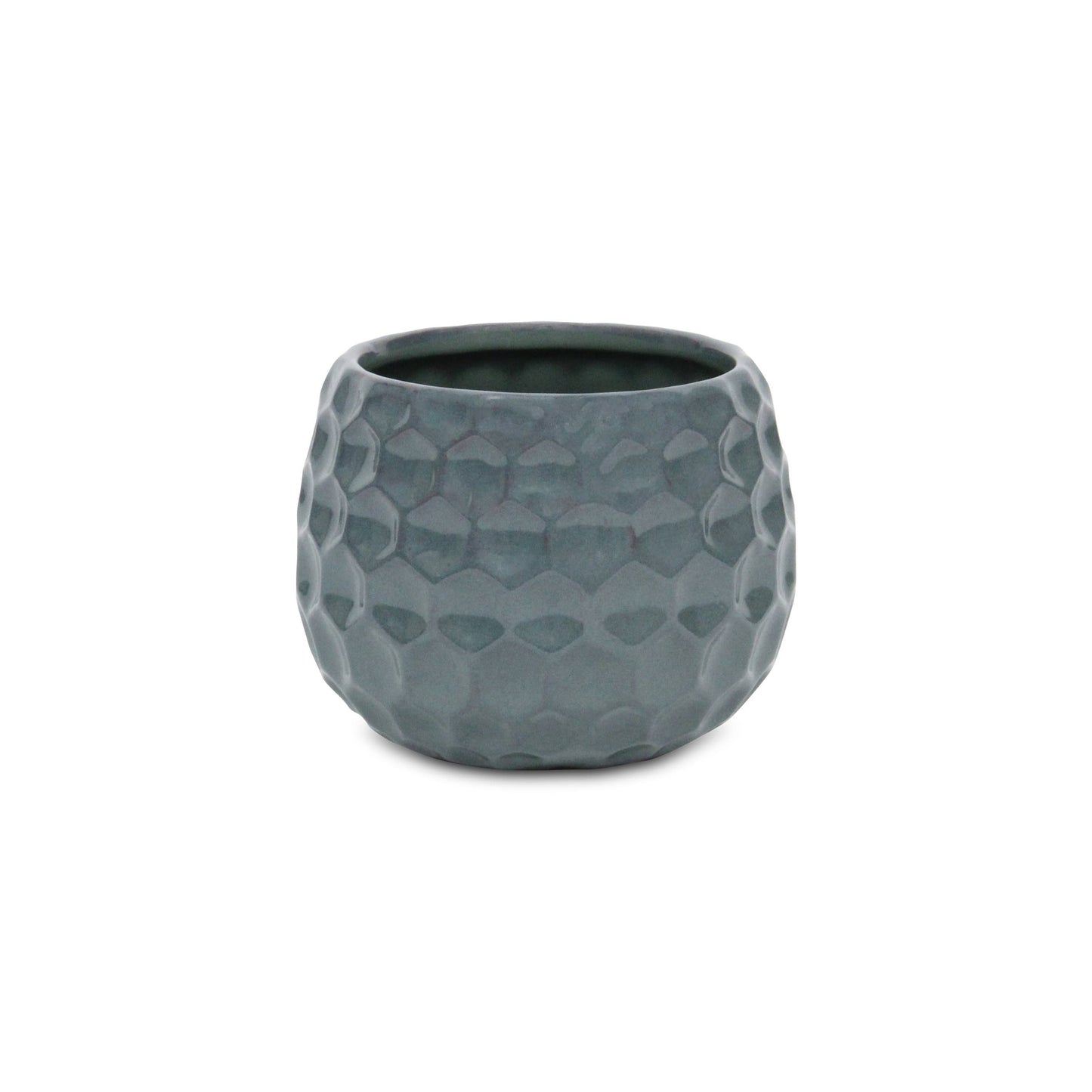 Blue Hexagon Patterned Ceramic Planter