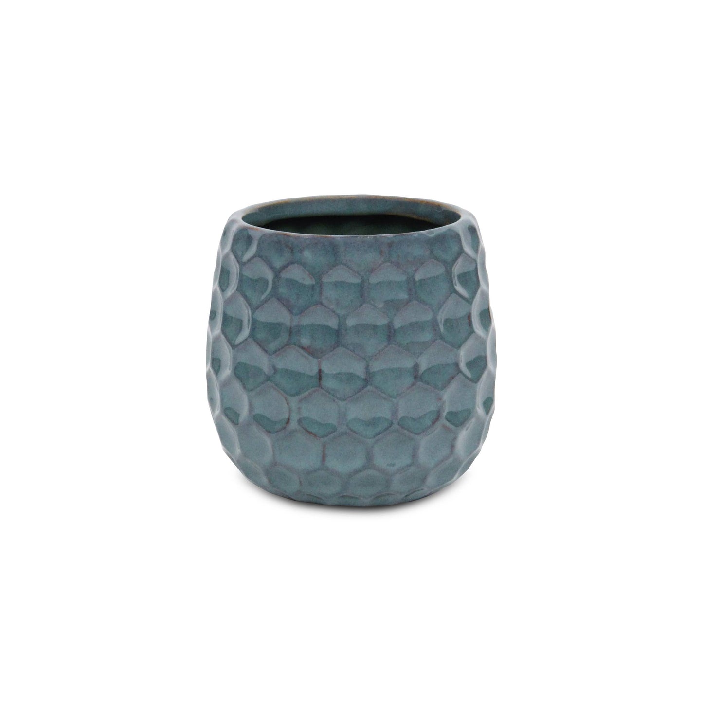 Blue Hexagon Patterned Ceramic Planter