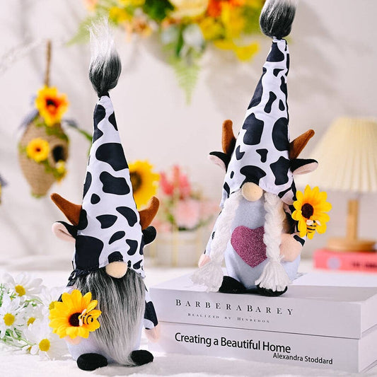 Eclectic Cow Plush Gnome Set, Farmhouse Decor - Oak Down Collectibles