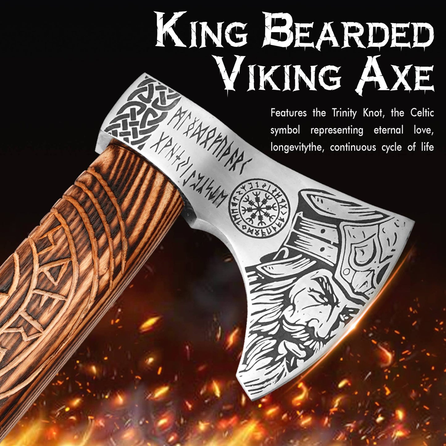 18' Handmade viking axe with sheath,  Wall Room Decor