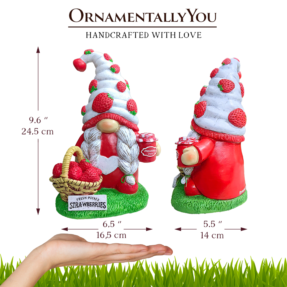 Charming Homestead Strawberry Gnome Garden Statue - Oak Down Collectibles