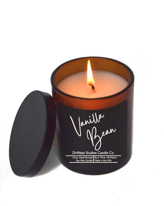 Vanilla Bean Soy Candle - 10 oz. Jar With Lid Black Label - Oak Down Collectibles