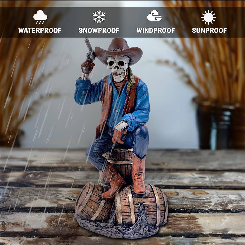 Western Skeleton Gunslinger Statue Figurine, 10" Gothic Cowb - Oak Down Collectibles