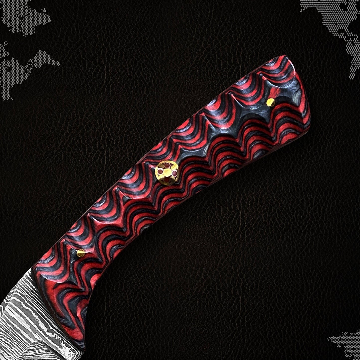 8' Handmade damascus steel knife with leather sheath
