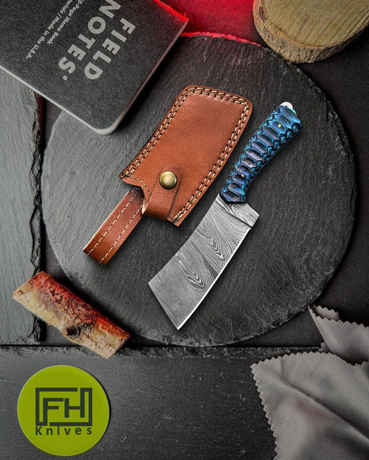8.25' Handmade damascus Cleaver knife with leather sheath