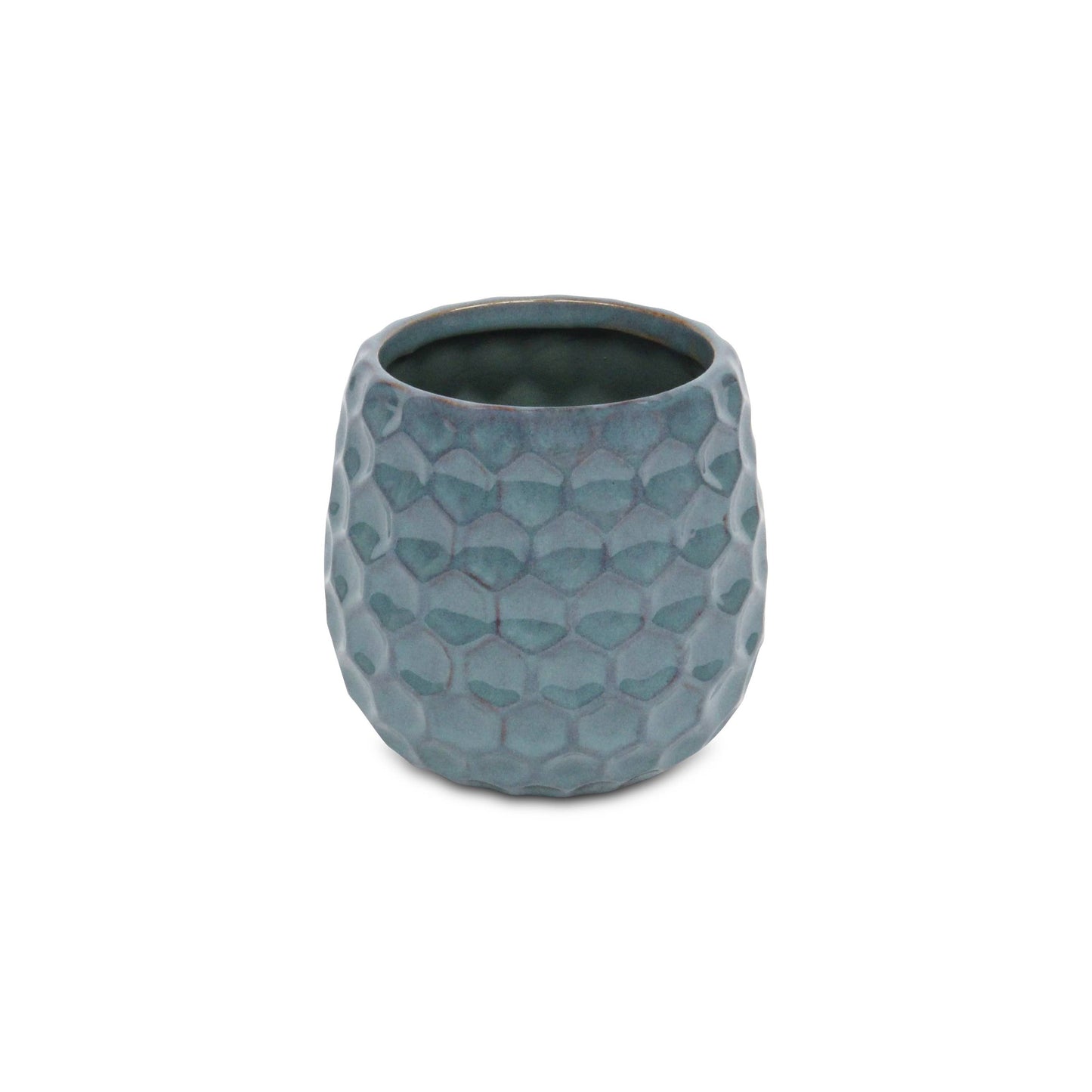 Blue Hexagon Patterned Ceramic Planter
