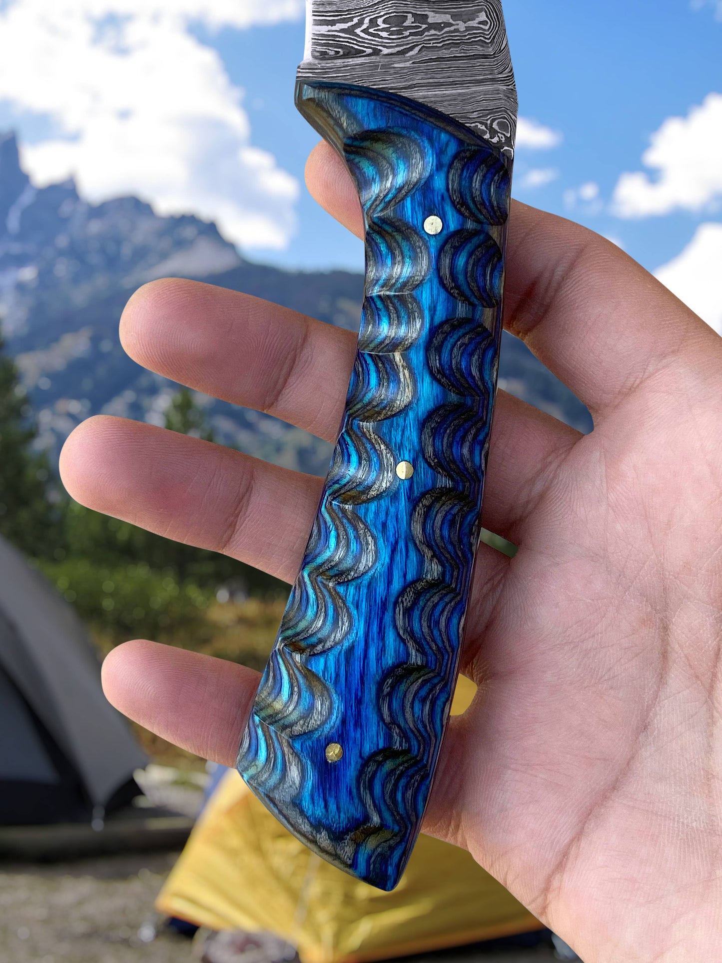 8' Handmade damascus steel knife with leather sheath