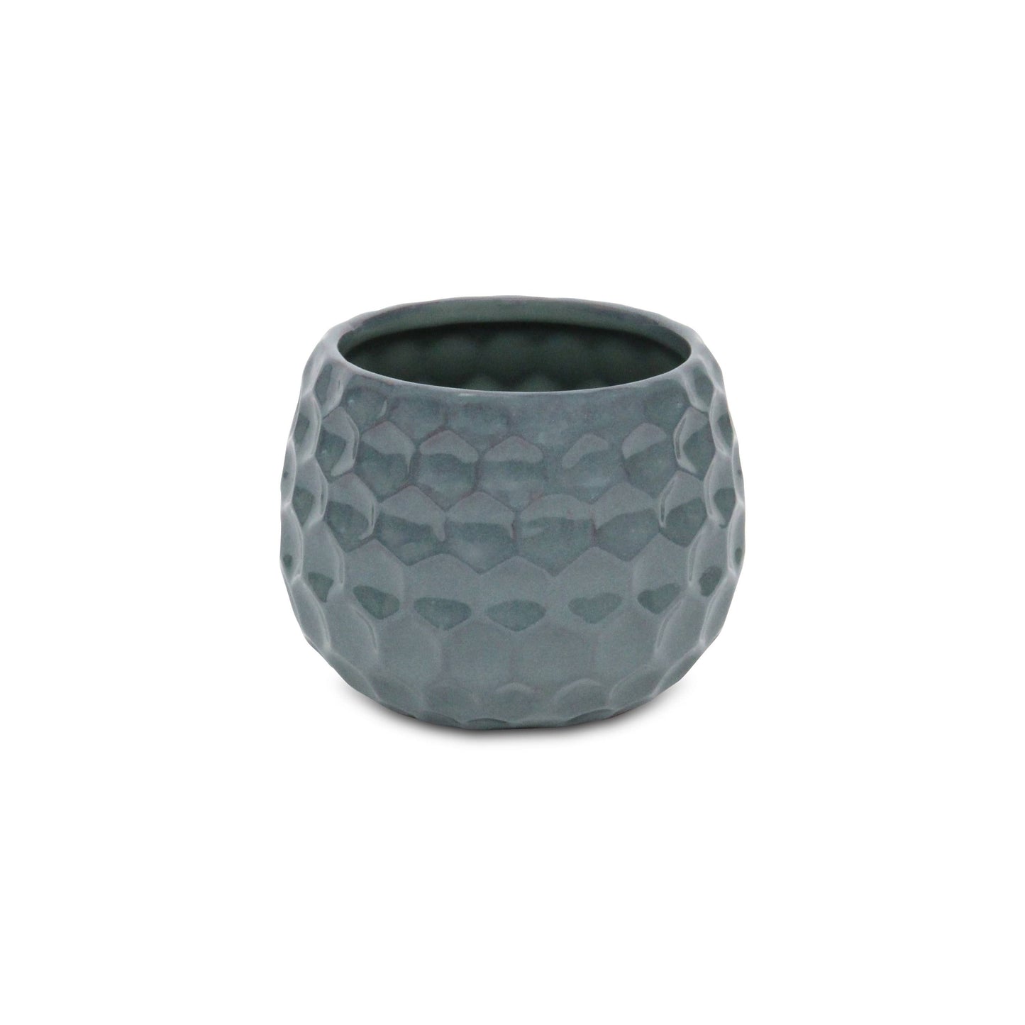 Blue Hexagon Patterned Ceramic Planter