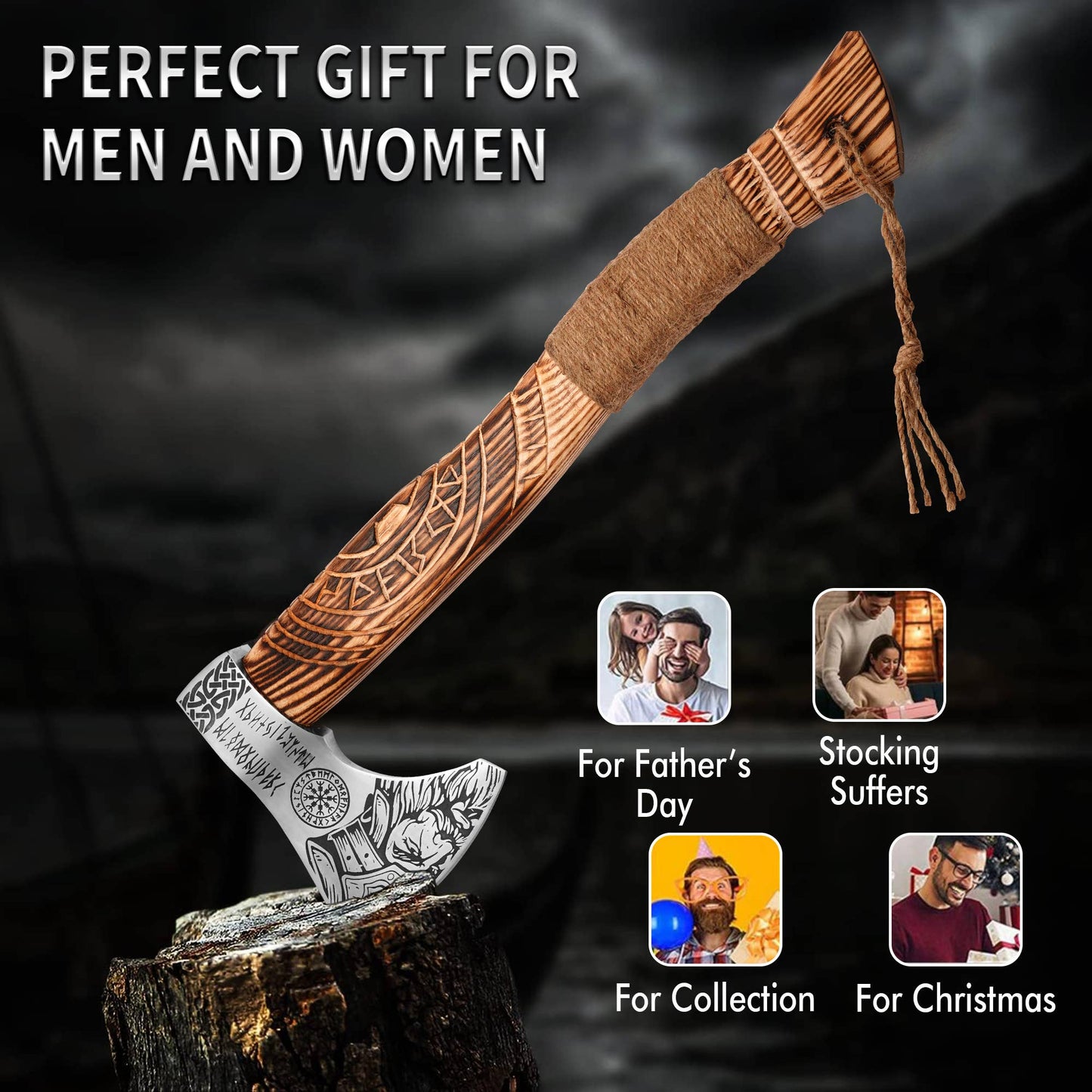 18' Handmade viking axe with sheath,  Wall Room Decor