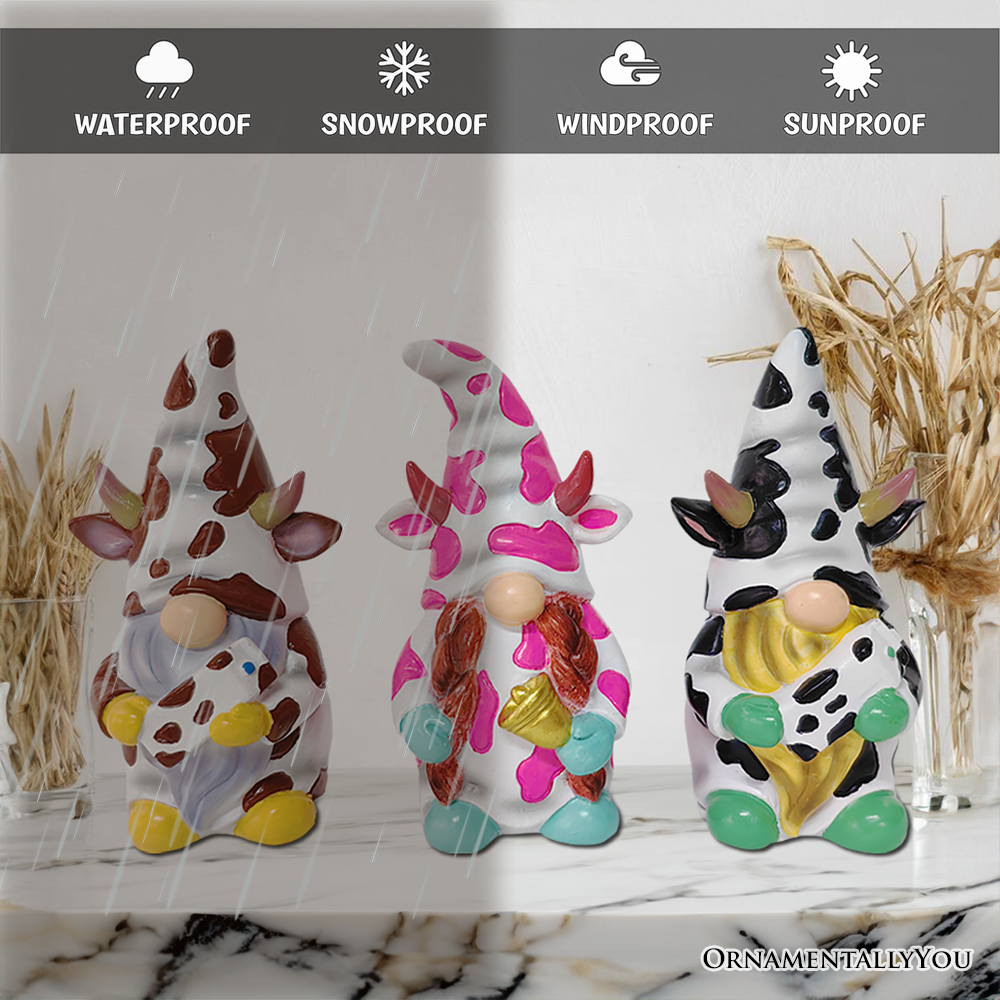 Endearing Cow Gnome Trio Mini Statue Set of Three - Oak Down Collectibles