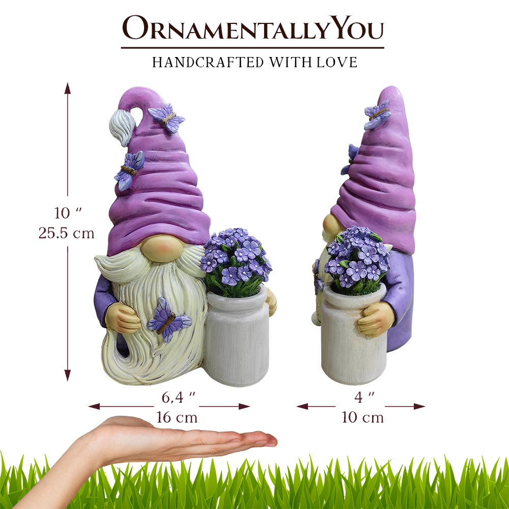 Garden Grace Lavender Gnome Figurine, 10"  Purple Home Decor - Oak Down Collectibles