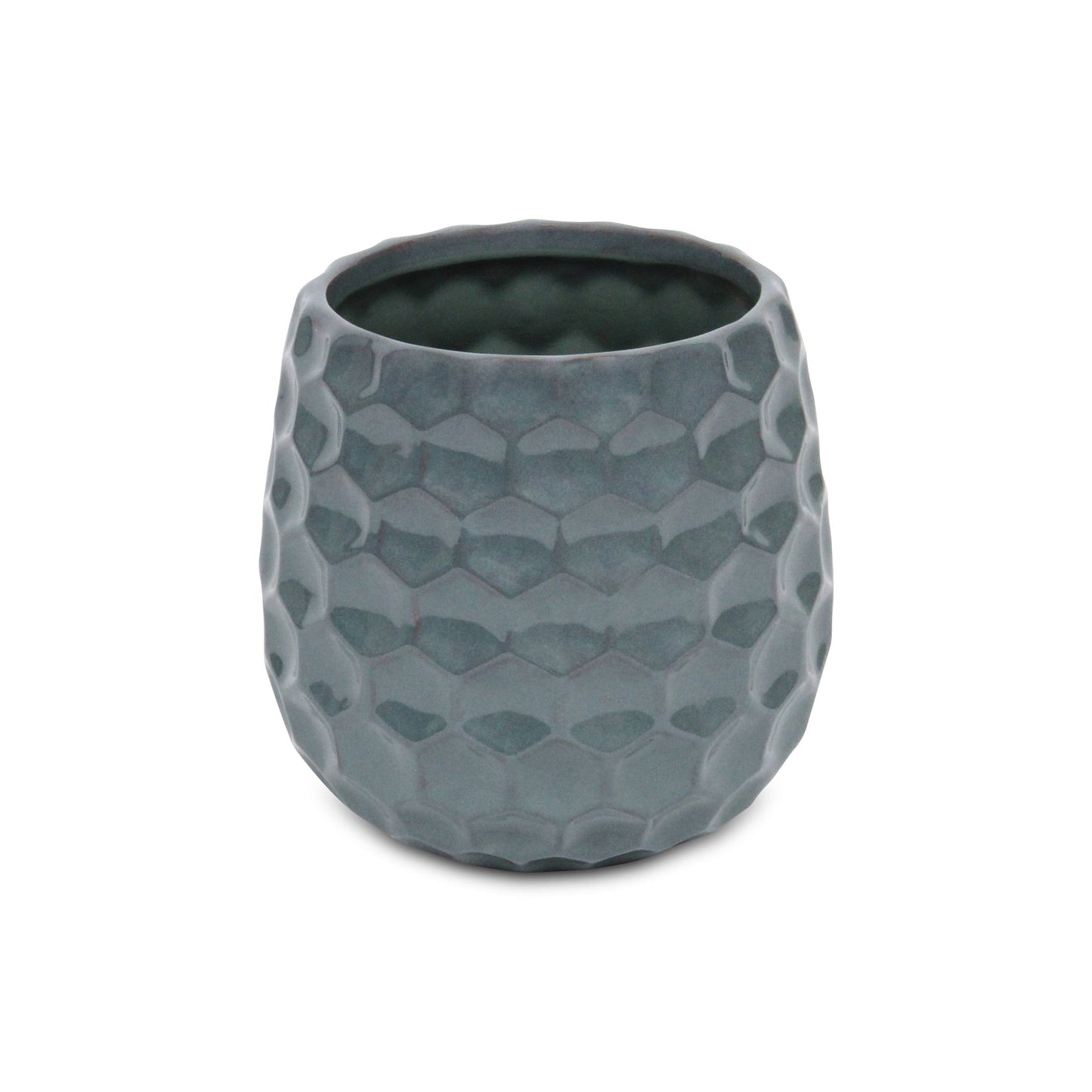 Blue Hexagon Patterned Ceramic Planter
