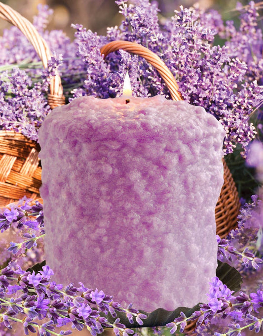 Vintage Lavender Hearth Candle - Oak Down Collectibles