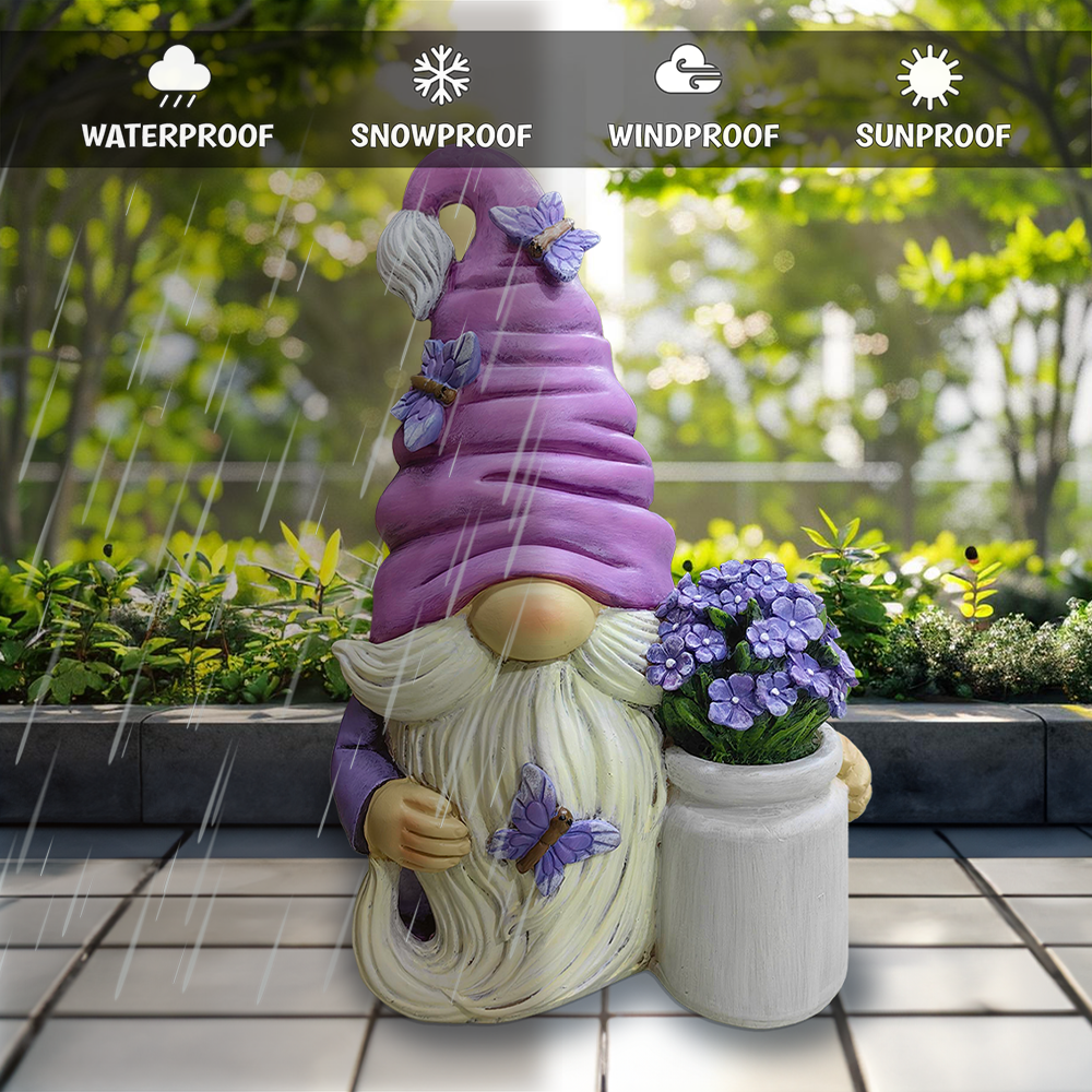 Garden Grace Lavender Gnome Figurine, 10"  Purple Home Decor - Oak Down Collectibles