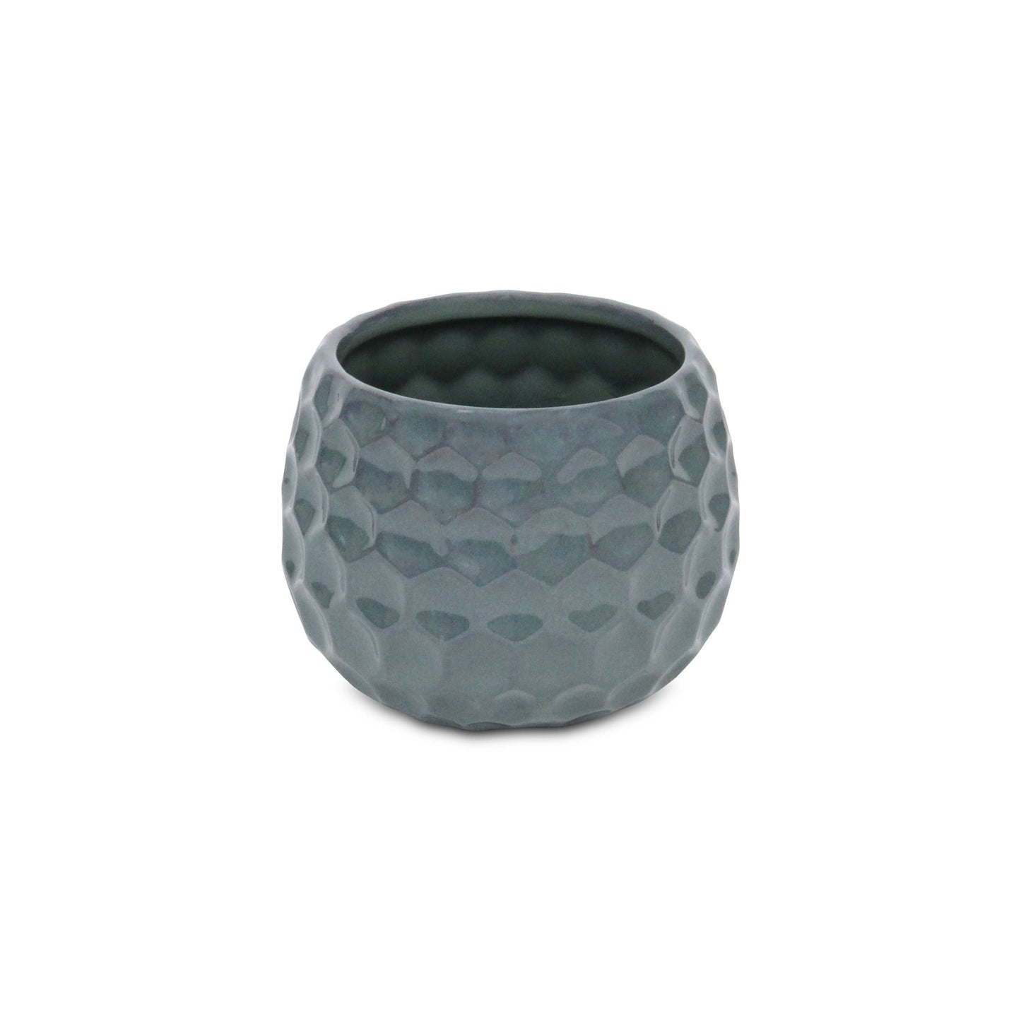 Blue Hexagon Patterned Ceramic Planter