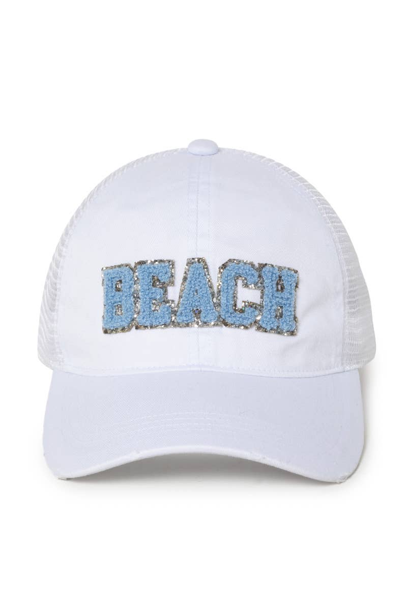 Beach Chenille Metallic Patch Baseball Cap