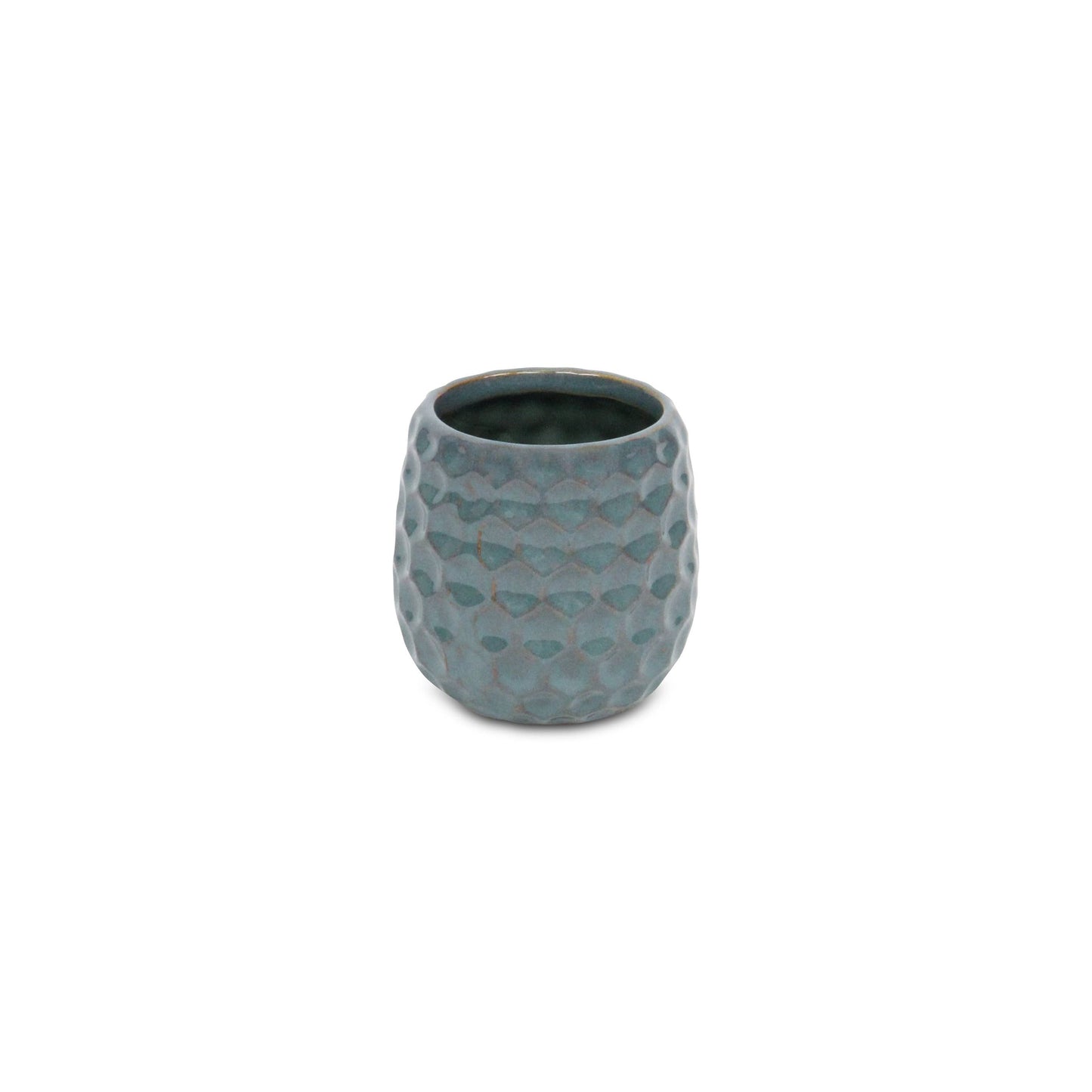 Blue Hexagon Patterned Ceramic Planter